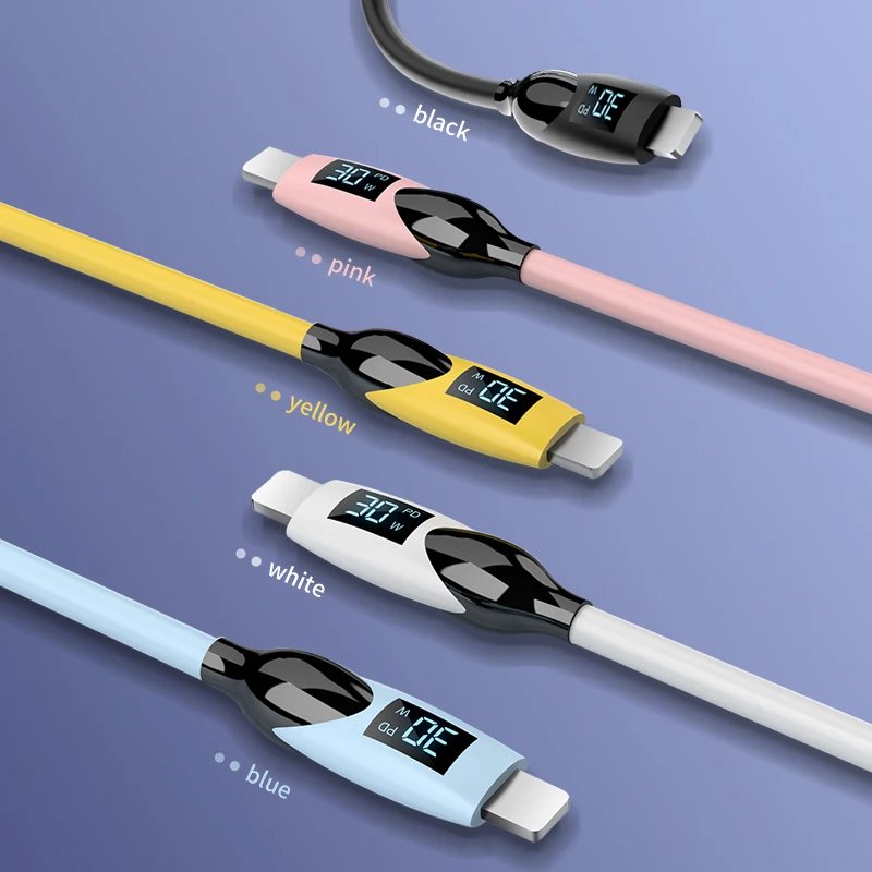 WONDRARISE LED Fast Charging Cable Dual Type C USB-C to USB-C 100W Digital Display for Xiaomi Huawei Samsung iPhone PD Charger C