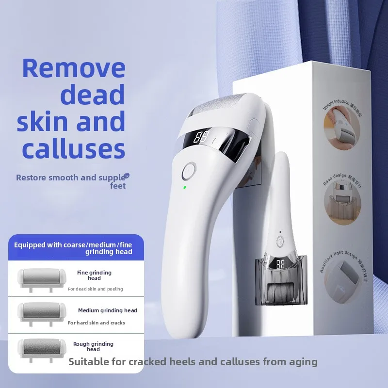 Buy 1 Get 3 Heads, New Digital Electric Foot File, Rechargeable Callus Remover, IPX7 Waterproof Wet/Dry Pedicure Tool