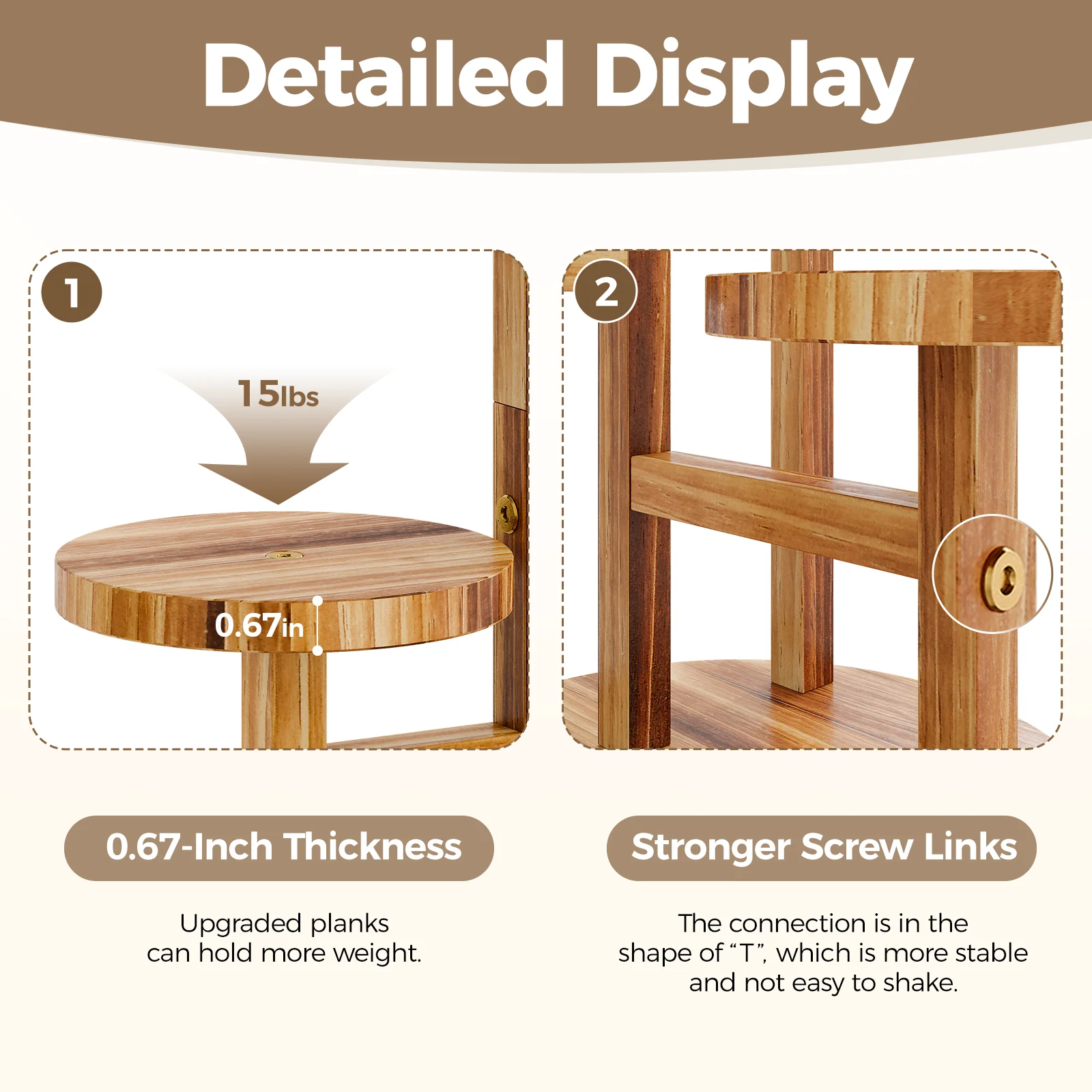 حامل نباتات خشبي من 3 طبقات من بامورلد، رف زاوية طويل داخلي وخارجي للنباتات المتعددة، حامل زهور مستدير مثالي للحديقة #6