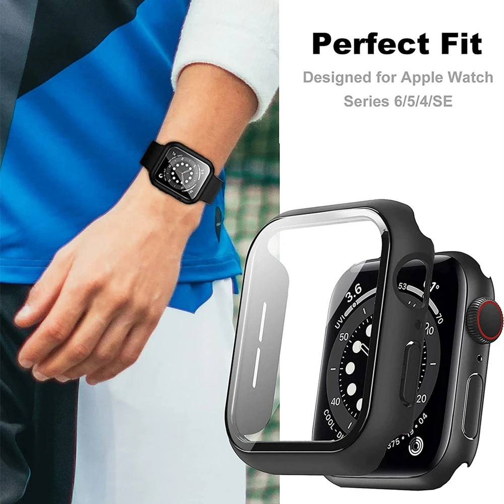 Vetro + Cover per Apple Watch case 8 7 6 SE 5 3 iWatch Accessorie Screen Protector Apple watch serie 44mm 40mm 45mm 41mm 42mm 38mm