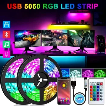 Bande lumineuse LED USB, couleur changeante, ruban Flexible, pour TV, rétro-éclairage, Festival, fête, décoration de salle