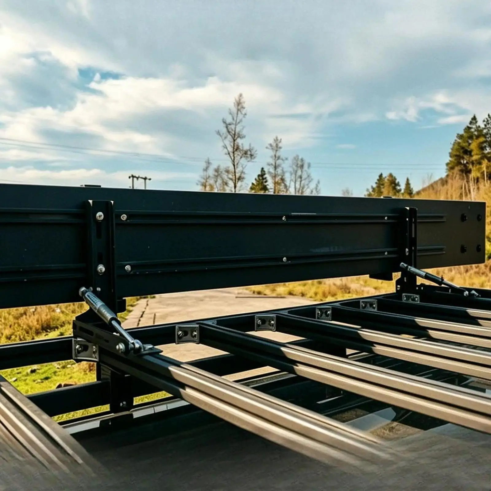 L-förmige Auto-Markisen-Dachhalterung aus Edelstahl, klappbar, einteilig, 30 kg hydraulische Stützstange – Detail 2