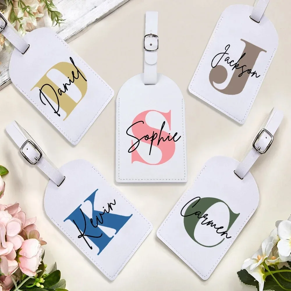 

Персонализированная бирка для багажа из ПУ-кожи с монограммой и именем, кожаная бирка для чемодана, сумки, дорожной сумки, лучшие подарки