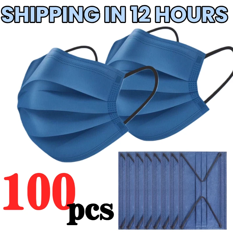 100Pcs 4-Layer Protective Filter Disposable Masks, Melt-Blown Non-Woven Filter Masks, with Elastic Loops and Adjustable Nose Pads, Suitable for Parties, Travel, Outdoor Activities, Casual Wear, Fashion Enthusiasts, Ideal for Sensitive Skin, Unisex