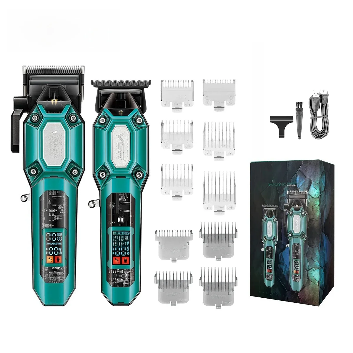 VGR V-600/V-900 tondeuse à cheveux électrique corps Transparent tondeuse à cheveux LED Intelligent numérique sculpture électrique propulseur ensemble de soins