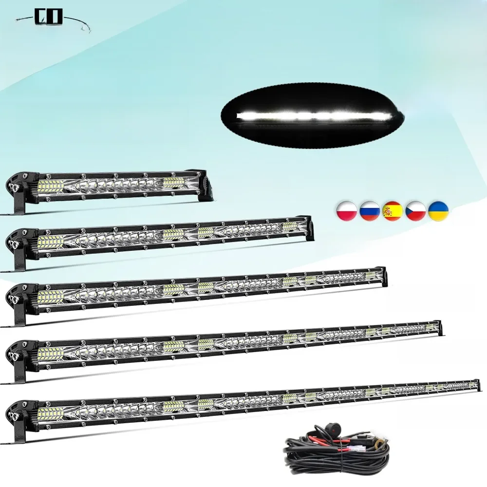 CO LIGHT-Slim LED Bar Light para caminhões, Spot Flood Combo, Luz de trabalho, Slim, Driving Barra,