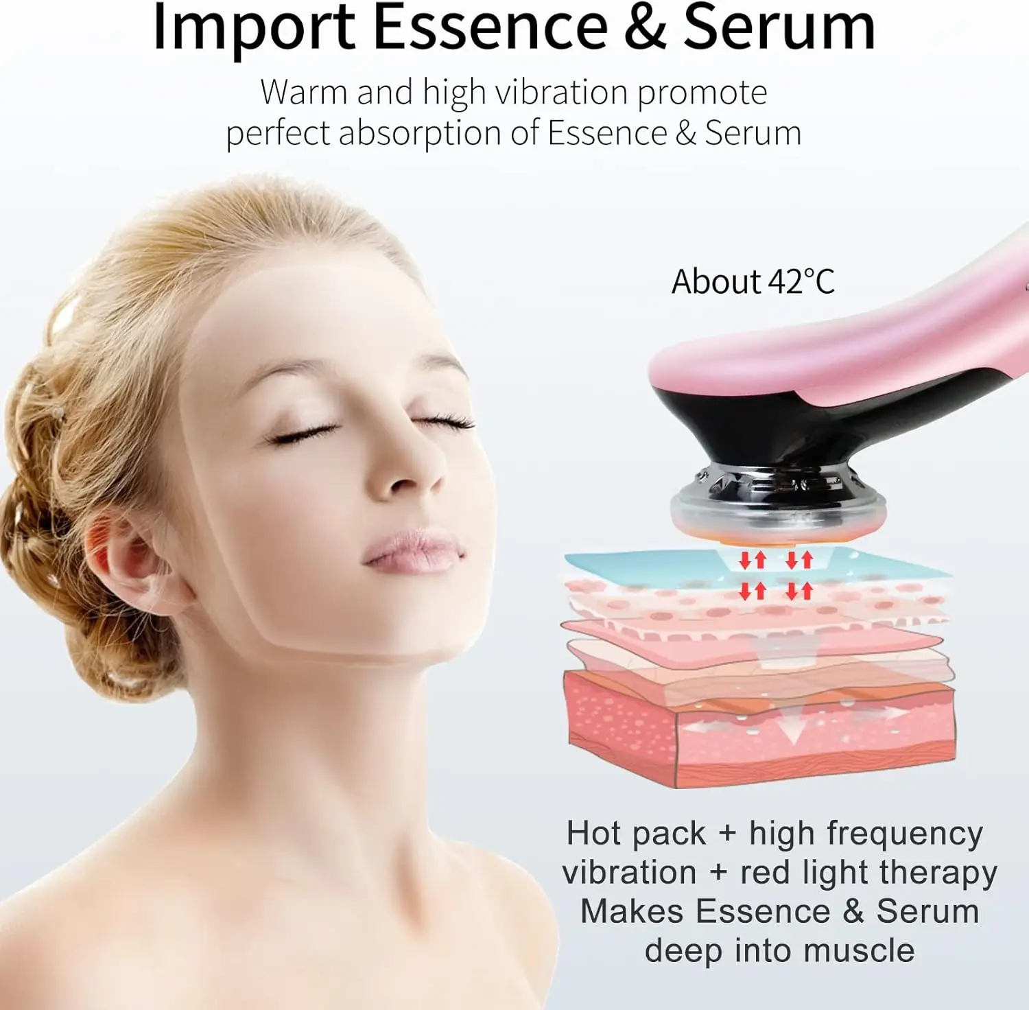 7 في 1 جهاز تجميل الوجه أداة مقدمة الفوتون الساخن والبارد EMS مايكرو الحالي مدلك الوجه تنظيف المنزل رفع #5