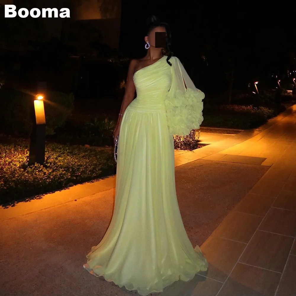 Booma A-Line Generous Evening Dresses One Shoulder Ruffles Formal Occasion Gowns for Women Floor Length Party Prom Dress Customs