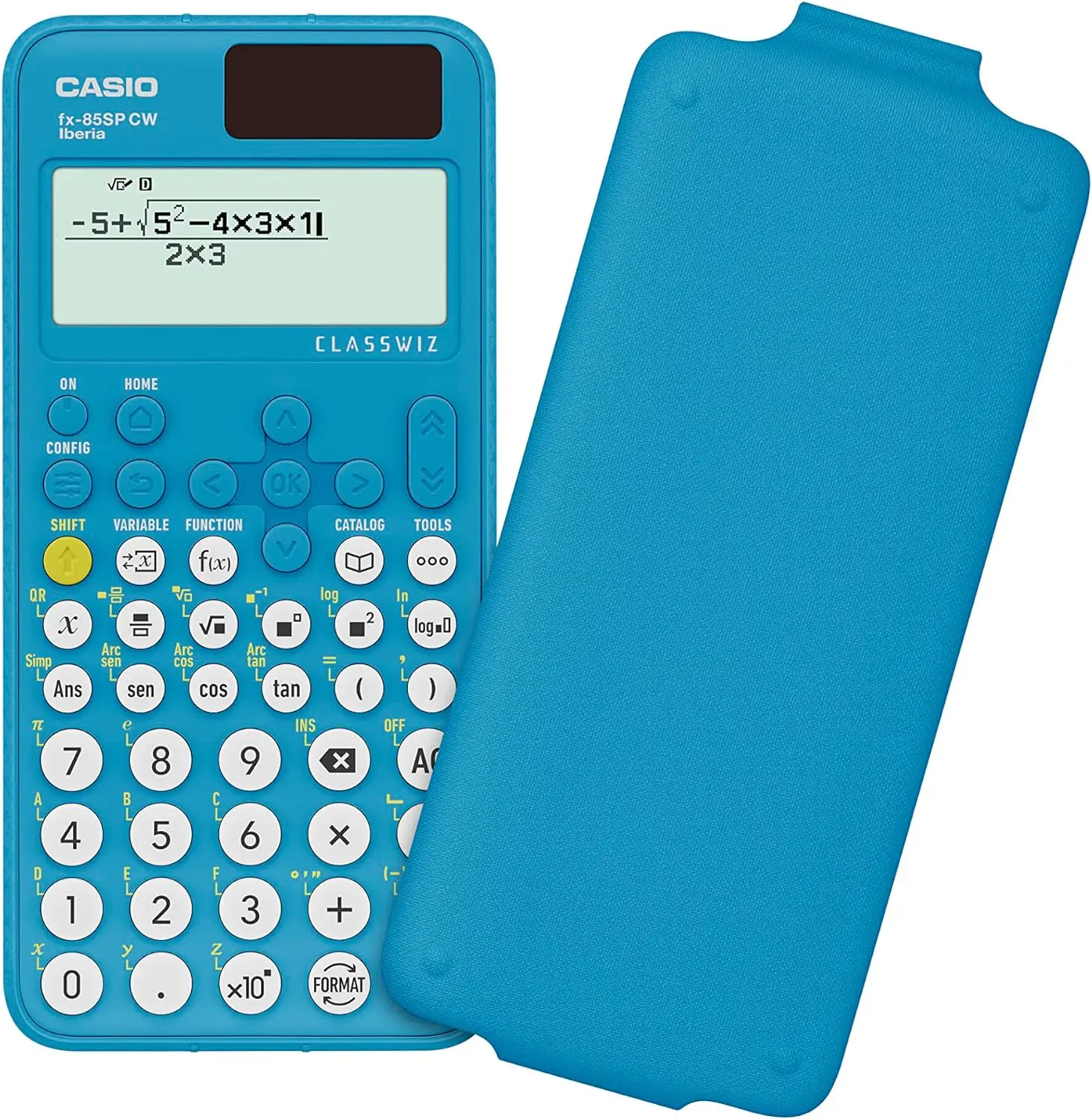 Casio FX-85SP CW - Calculadora Científica, Recomendada para el Curriculum Español y Portugués, 5 Idiomas, más de 300 Funciones, Solar, Color Azul