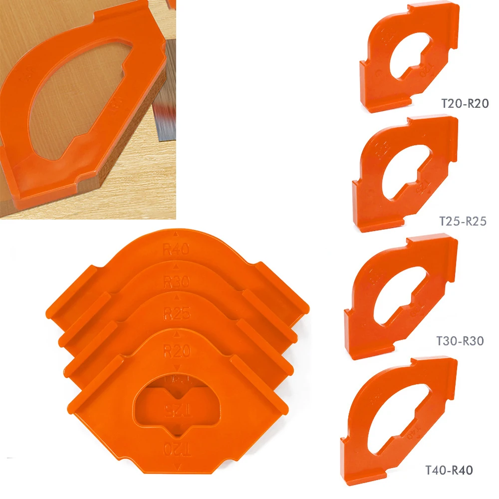 4Pcs/Set Woodworking Trimming Machine Round Corner Template Straight Bevel R/C Corner Trimming Positioning Flip Template Tools