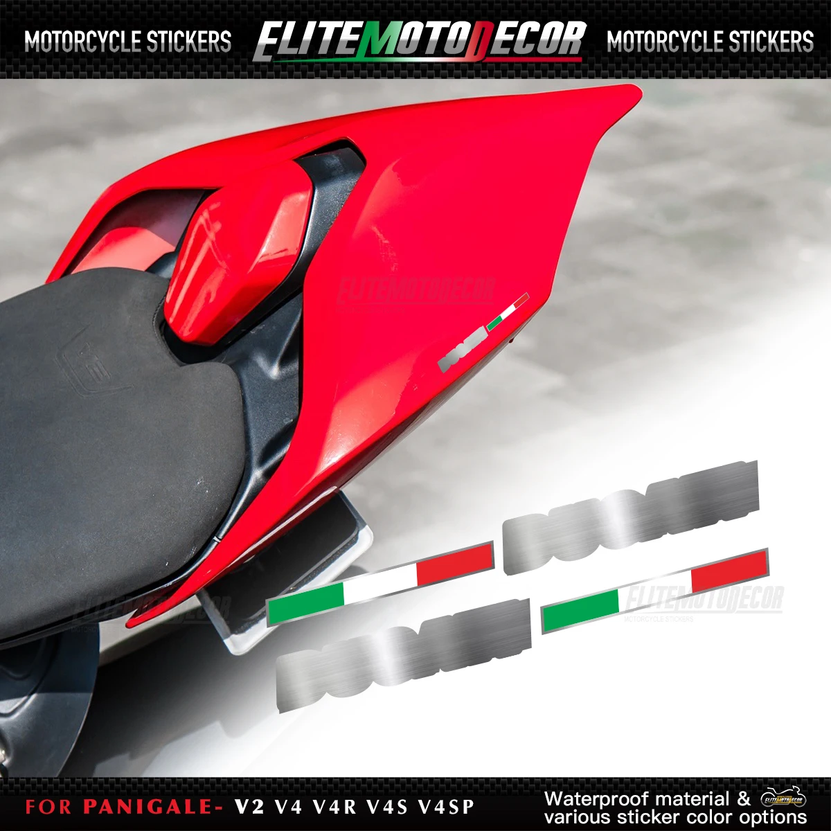 Per Ducati Tricolor Design logo Panigale V2 V4 V4R V4S V4SP V4 SP2 Coda posteriore Carenatura Adesivo Sedile posteriore Decalcomania