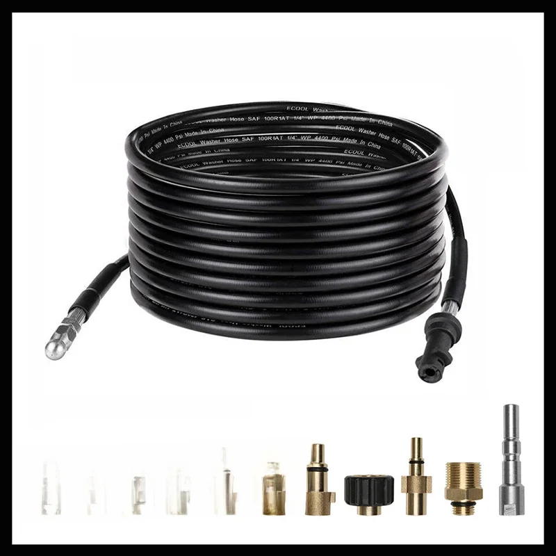 2 ~ 40M 1/4 "Riool Afvoer Water Reinigen Slang Met Verwijderbare Nozzle En Optionele Adapter Voor Karcher Bosch hoge Druk Jet Wasmachine - afbeelding 2