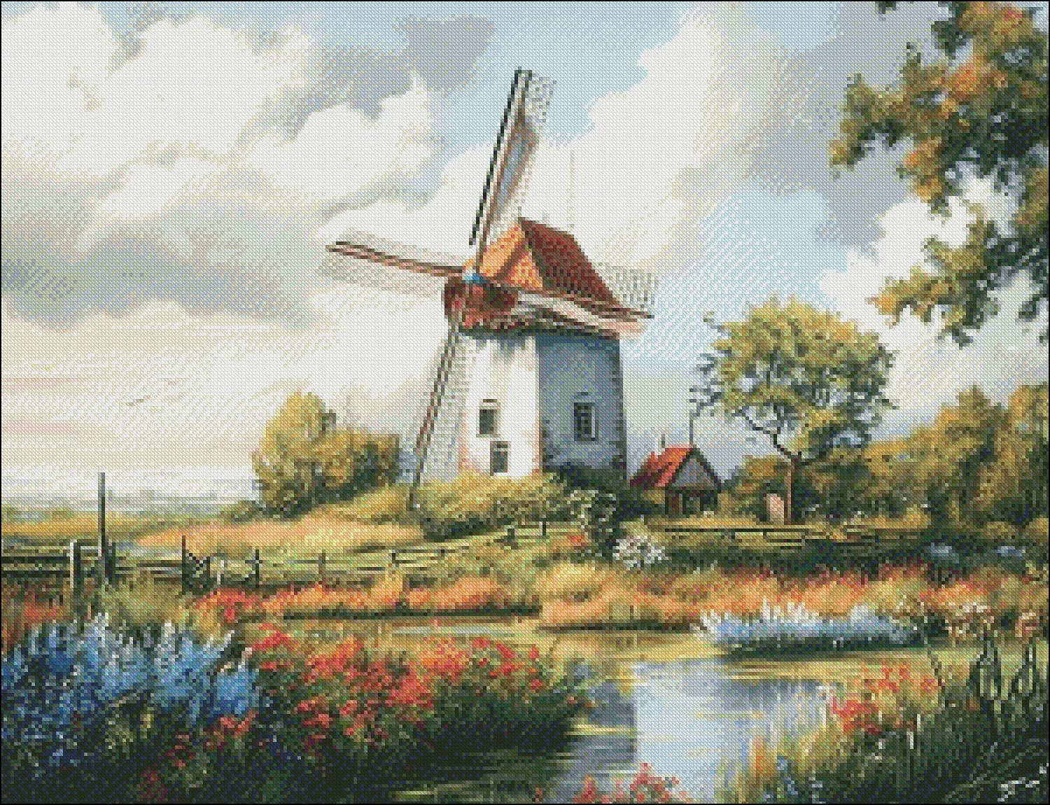 Embroidery Counted Cross Stitch Kits Needlework - Crafts 14 ct DMC Color DIY Arts Handmade Decor - Dutch Windmill