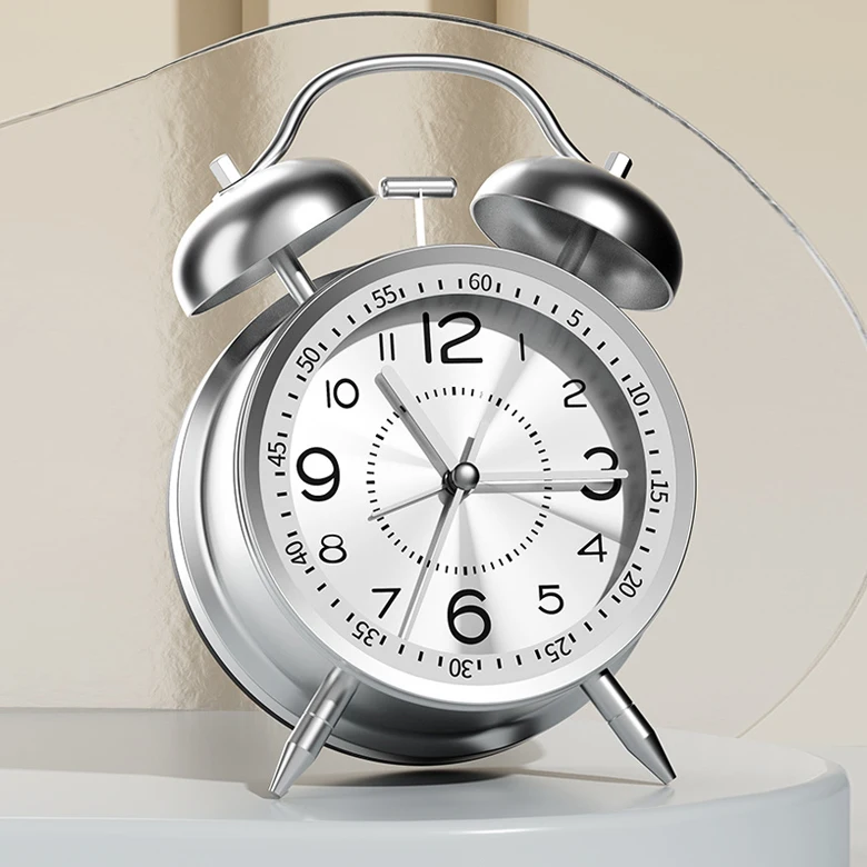 Metal noise-free table clock interior noisy alarm clock