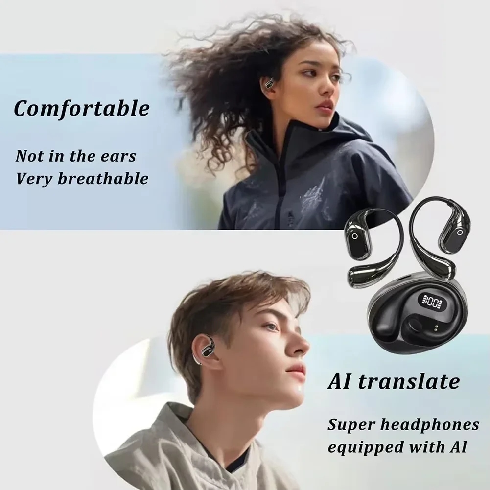 144-Language AI Translator Headphones Bluetooth 5.3 Wireless Two-Way Real-Time Translation For Business Global Travelers Earbuds