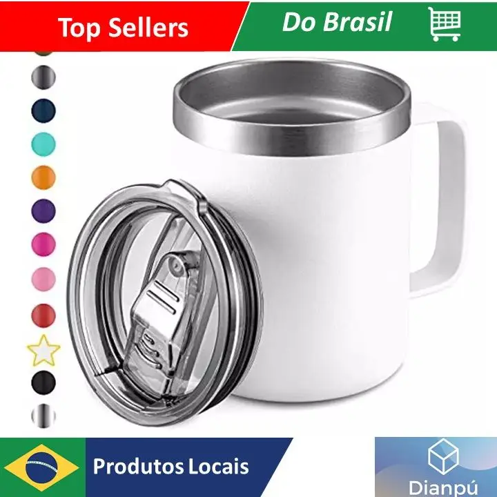 Caneca Térmica 350ml Café Isolada Aço Inoxidável Com Alça