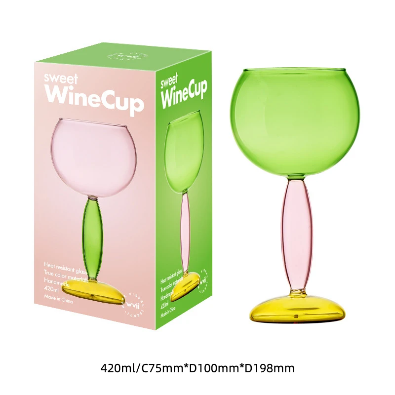 High Borosilicate Creative Multicolored Wine Goblet Glass Bordeaux Glass Mug Burgundy Champagne Wine Glasses Cocktail Glass