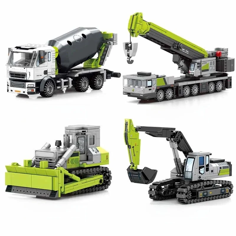 SEMBO – Kits de blocs de construction d'assemblage de véhicules d'ingénierie, pelle MOC, camion mélangeur, modèle de briques, jouets éducatifs à monter soi-même, cadeaux pour garçons