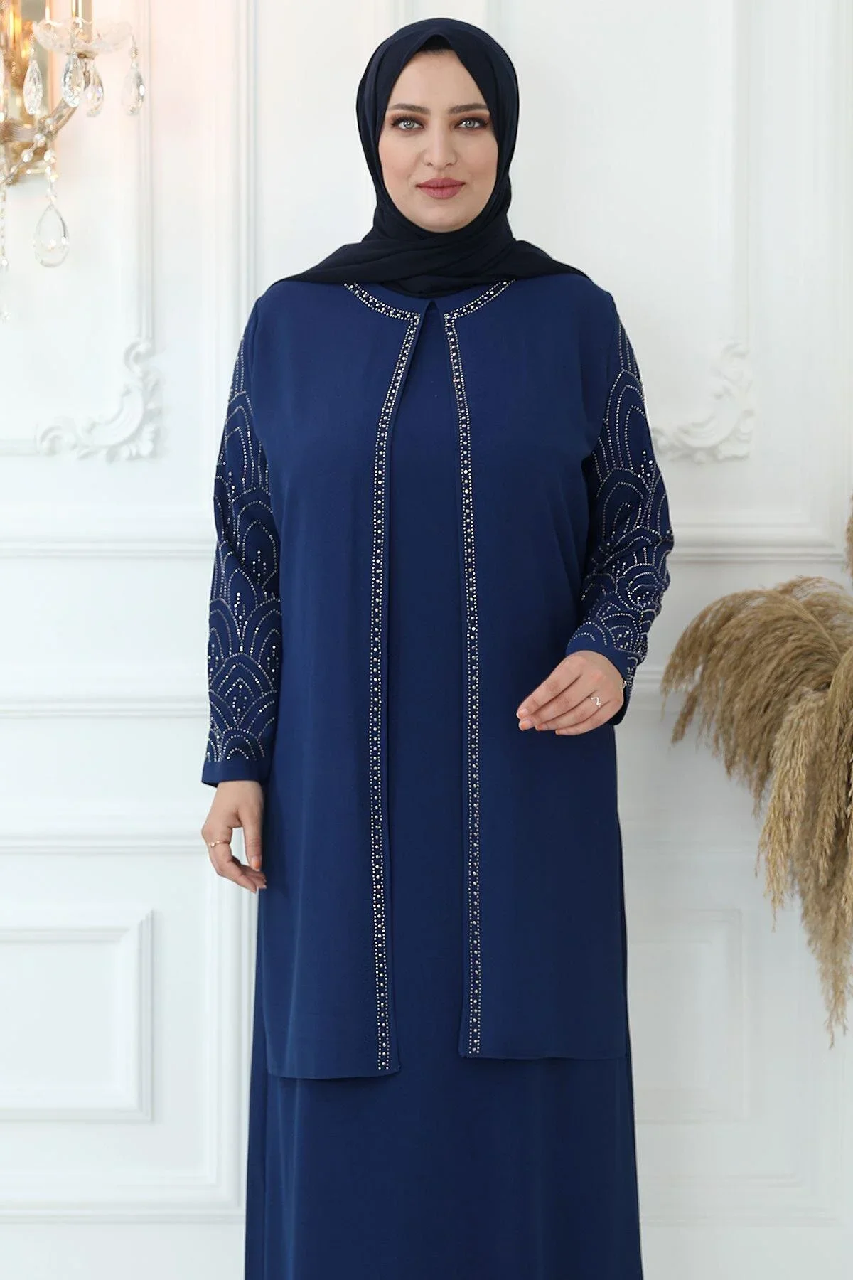 Turkey Muslim Dress Stone Embroidered Evening Dress Women Hijab Clothing Abaya Plus Size Maxi Kaftan Dresses for Women Dubai