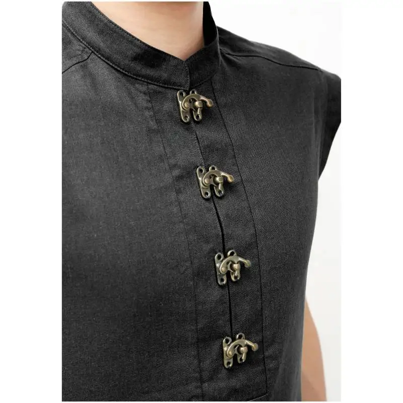 Neue Design Pirate Renaissance Hemd Männer Leinen Ärmellose Weste mit Retro Taste Grün Braun Viking Männer Kleid Ritter