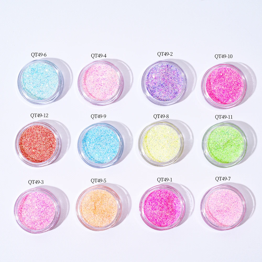 ผงสีเมทัลลิก 12 สี สำหรับตกแต่งเล็บ ผงโฮโลแกรมแบบกระจก ผงละเอียดสำหรับทาเล็บ กลิตเตอร์ สำหรับเจลยูวี ตกแต่งเล็บ