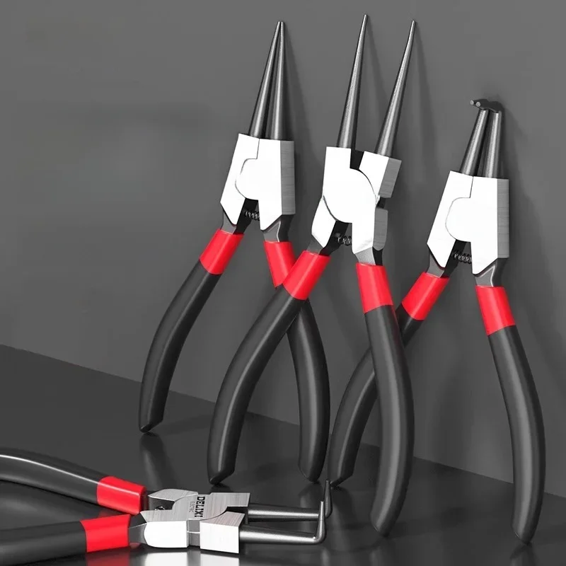 DELIXI ELECTRIC 5-calowe szczypce zabezpieczające, szczypce igłowe, szczypce do pierścieni ustalających, do demontażu instalacji ściągacza pierścieni blokujących wały — zdjęcie 2