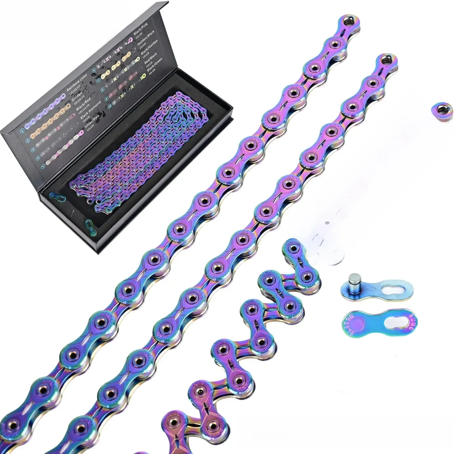 AliExpress Bicycle Chains SUMC 9/10/11/12 Speed Rainbow Hollow Semi-hollow Magic Buckle Road Bike Bicycle Chain