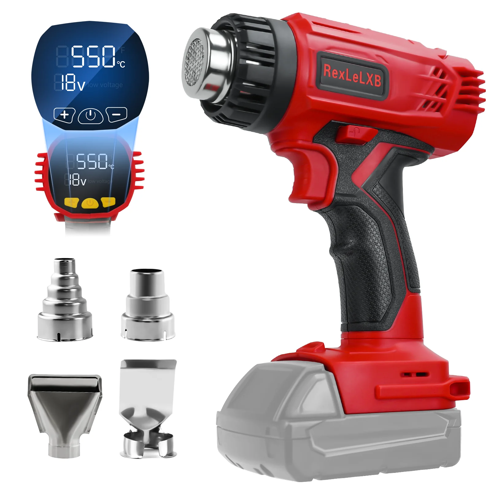 

Cordless Heat Gun 50℃-550℃ Fast Heating Soldering Hot Air Gun with LCD Digital Display for Milwaukee 18V Battery (No Battery)