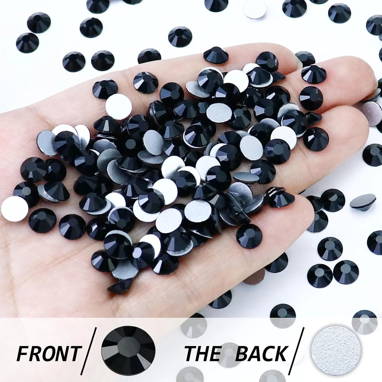 Black Glass Strass Nail Art Rhinestones Flatback Jet Glue On Stones Non Hotfix Rhinestones SS16-SS20 For Nail Art Decorations 14