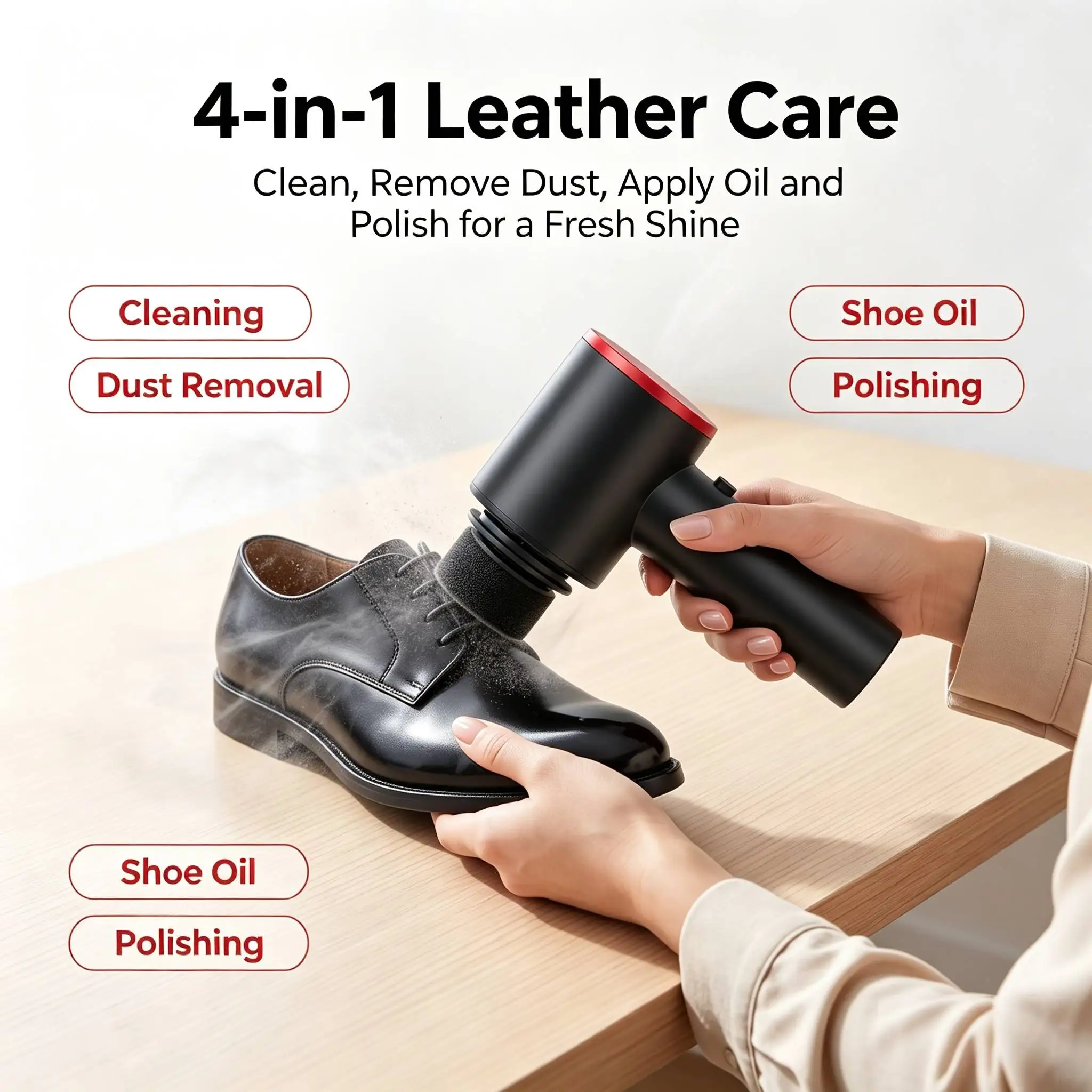 Electric Shoe Polisher Handheld with Replacement Brush Sponge Brush for Sofa Handheld Cleaner Leather Shoes Boot Shoe Polisher