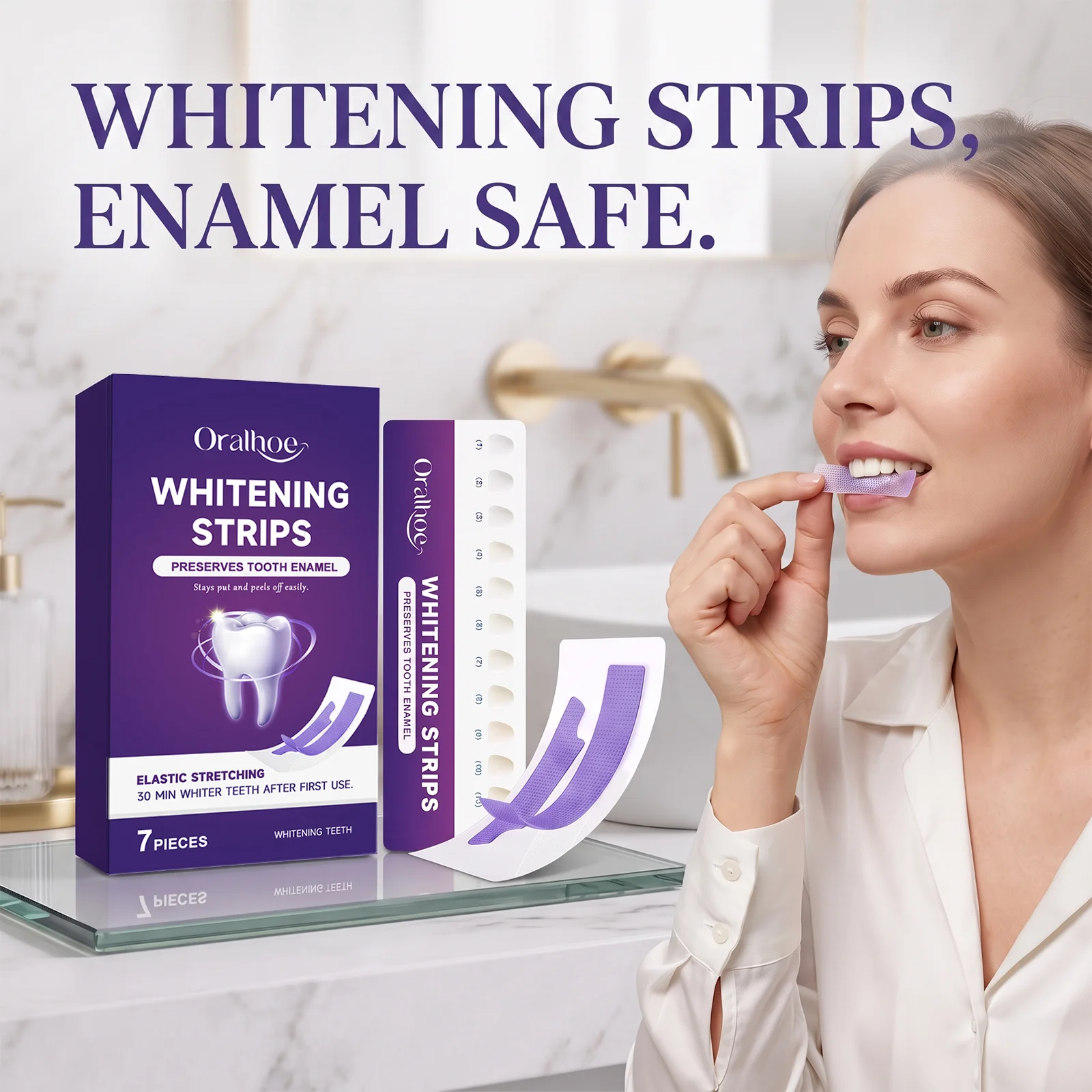 Teeth Whitening Shade Guide - Purple Teeth Whitening Strips Gentle Formula