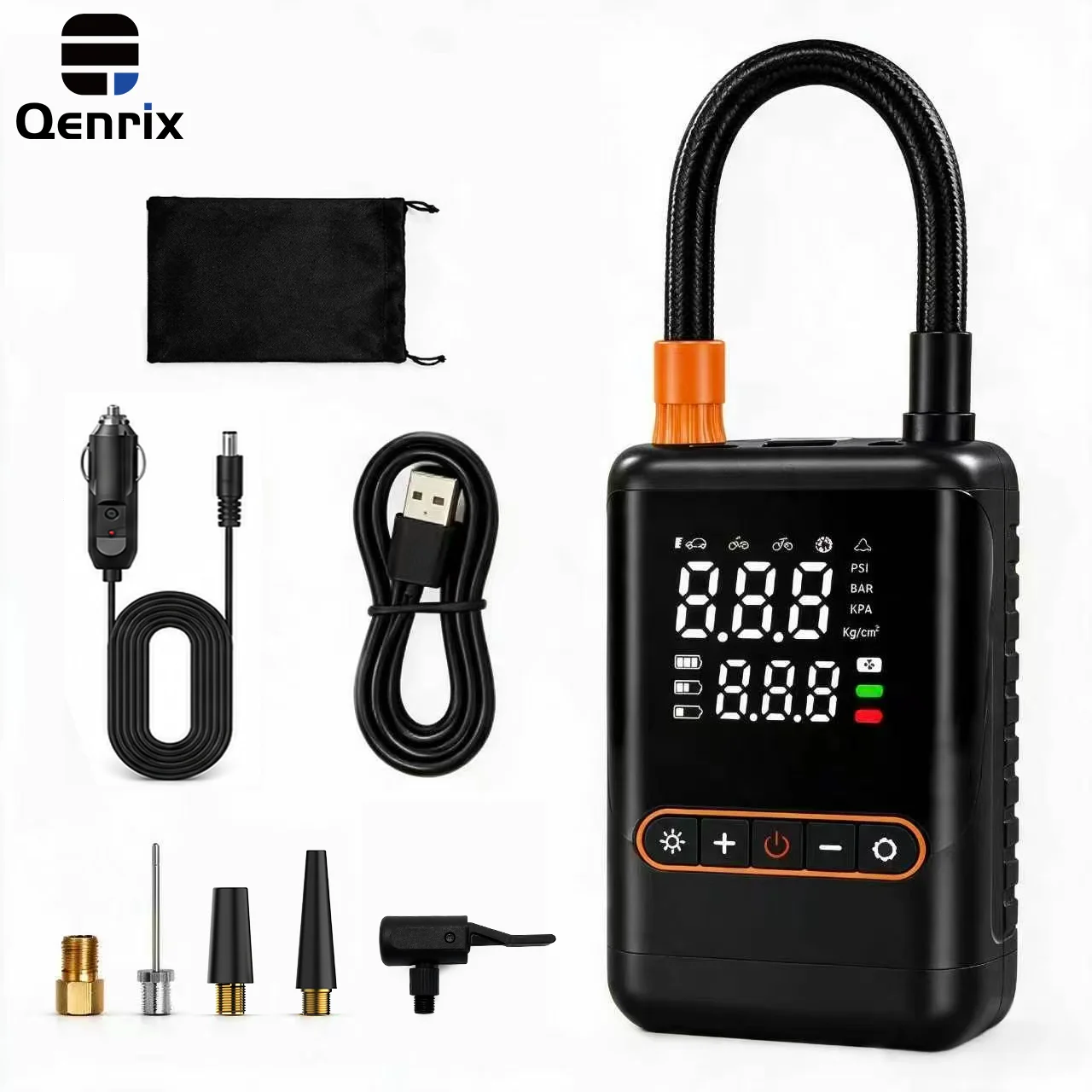 

150PSI Portable Tire Inflator Cordless Air Compressor with Dual Digital Display, LED Light, 12V Car Power for Car Bike Ball