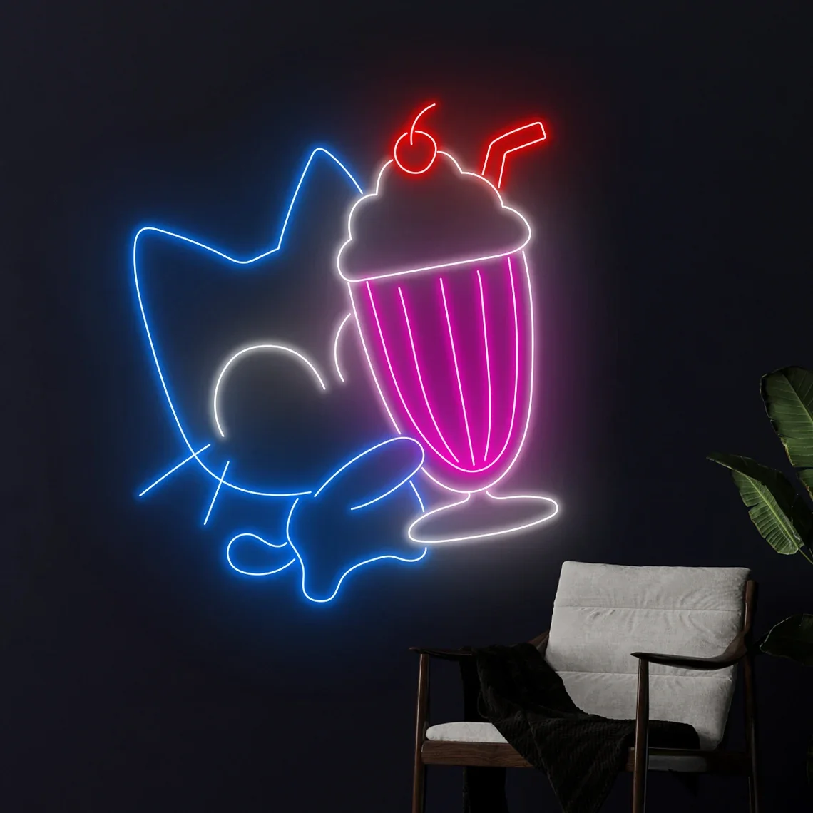 

Milk Cat Neon Sign Cartoon Cat Milk Tea Drink Room Business Shop Wall Decor Open Room Sign Bar Beer Neon