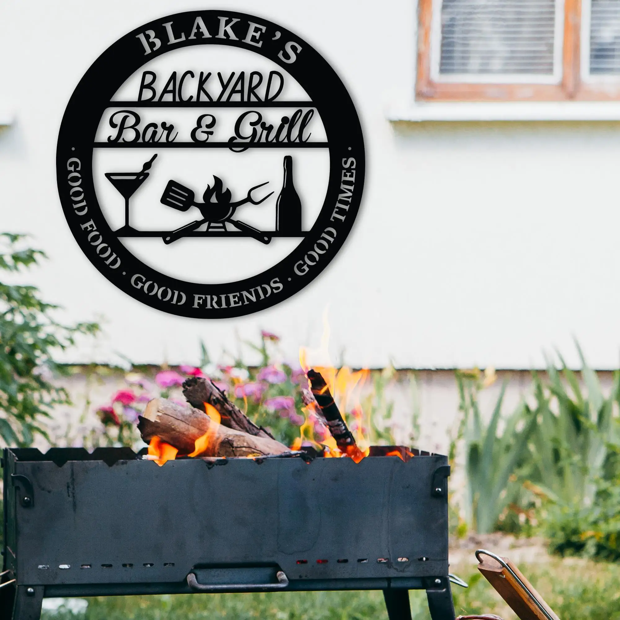Custom Family Name Backyard Bar And Grill Steel Sign, Personalized BBQ Metal Sign, Family Gift Decor, Custom Metal Wall Art