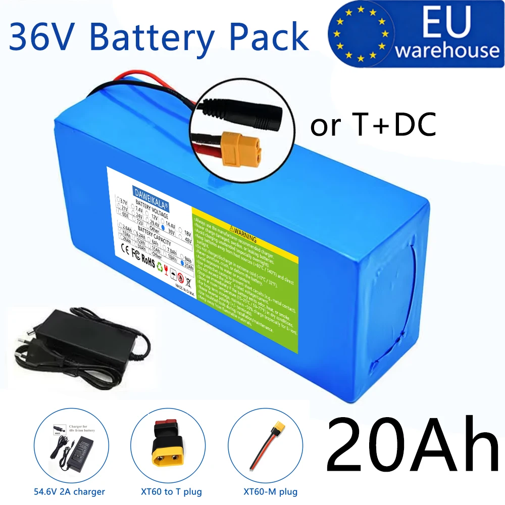 36V 20Ah 10S4P Lithium-Akkupack 18650 20000mAh 800W 500W 450W 350W 250W E-Bike Elektroauto Fahrrad Motorroller EU-Lager schnelle Lieferung 3-7 Tage Lieferzeit