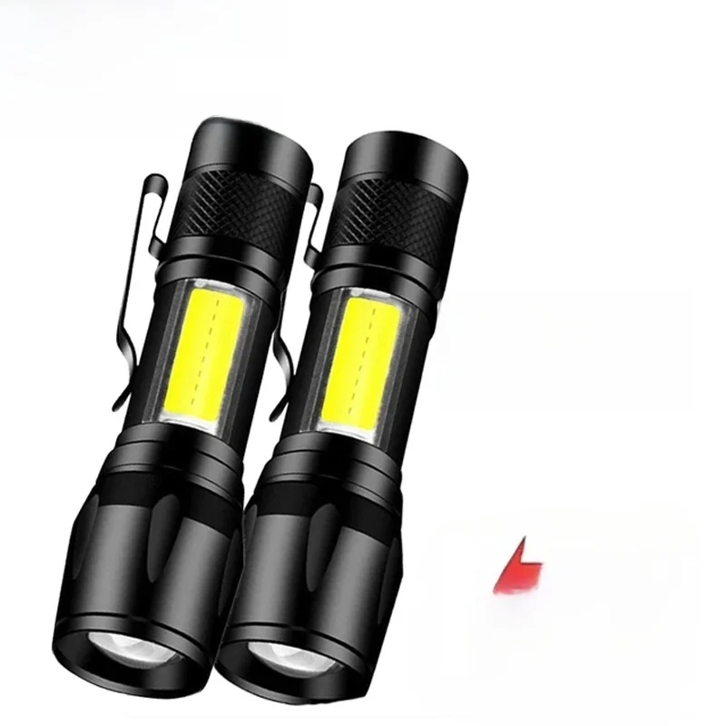 Mini lampe de poche LED Rechargeable COB + XPE, torche Portable, lanterne de Camping, lumière de mise au point Zoomable, lampe de poche tactique avec Clip pour stylo