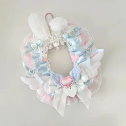 Bunny Style ID Card Holder Handmade Ribbon Blue Pink Card Sleeve Kpop Anime Card Protector PVC Sweet ID Credit Case
