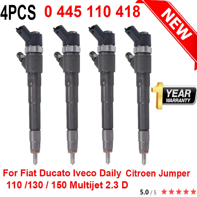 

0445110418 0445110520 New Diesel Injector for Fiat Ducato Iveco Daily Citroen Peugeot 2.3D 5801594342 504389548 1609097280 4PCS