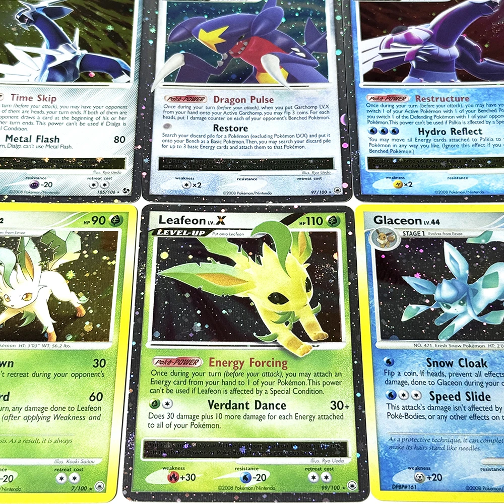 PKM Majestic Dawn and Great Encounters PTCG Foil DIY Anime Game Cards  Dialga/Garchomp/Leafeon/Palkia LV.X Glaceon LV Leafeon LV