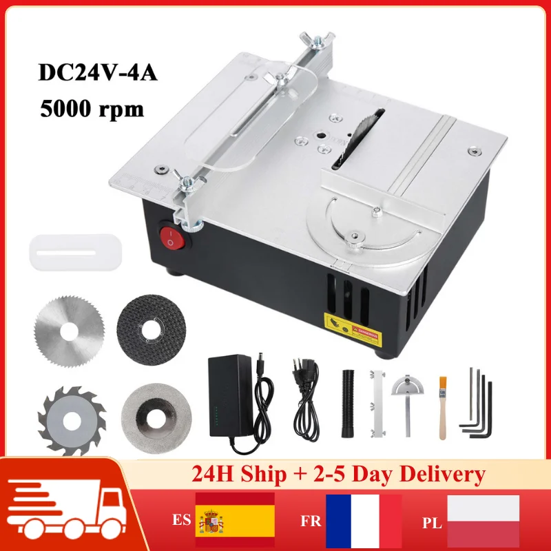 Präzisions-Mini-Tischkreissäge 96W 5000U/min Hochgeschwindigkeits-Kompakt-Schneidemaschine für Holz, Leiterplatten, Kunststoff, Aluminium Schneidwerkzeug EU-Stecker