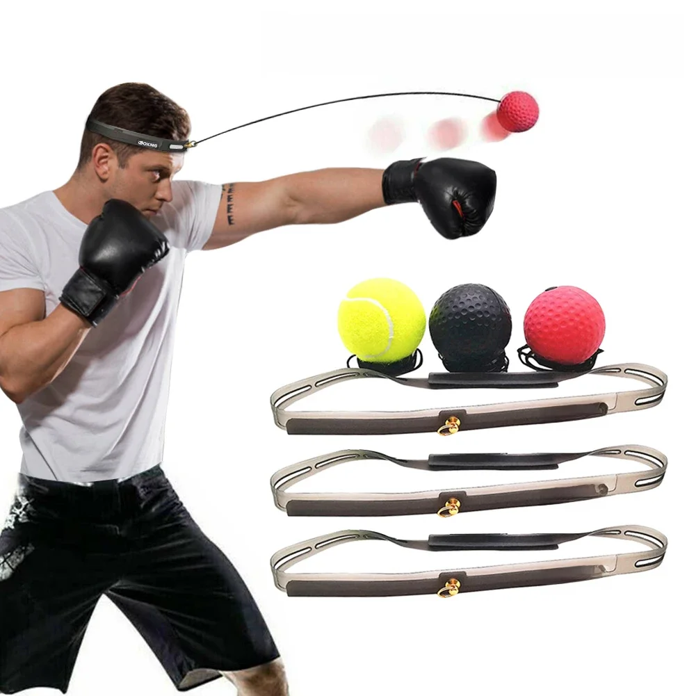 Balle de frappe de vitesse réflexe de boxe, balles en caoutchouc pour l'entraînement de réaction d'agilité avec bandeau anti-transpiration, équipements de Fitness, accessoires