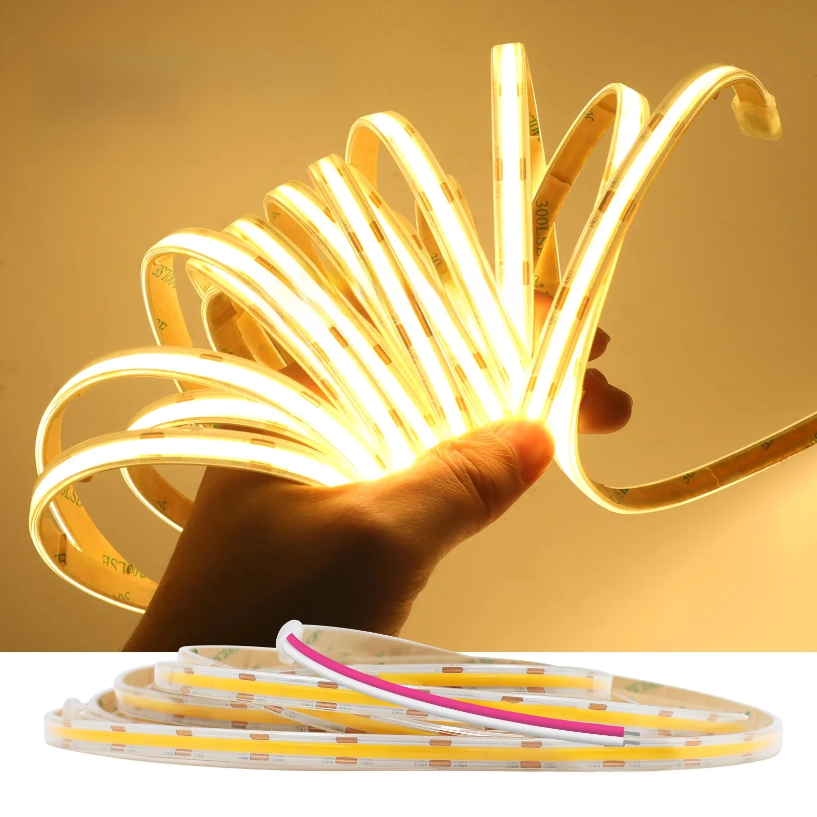 Bande lumineuse LED COB étanche IP65, 12V 24V 10M 5M, corde de lampe Flexible, 480 diodes/M, éclairage linéaire lumineux haute densité