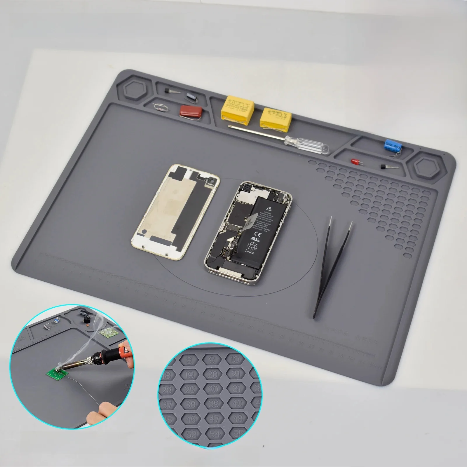 NEWACALOX mata lutownicza żaroodporna magnetyczna silikonowa elektroniczna mata naprawcza do telefonu komórkowego płyta drukowana stacja lutownicza — zdjęcie 2
