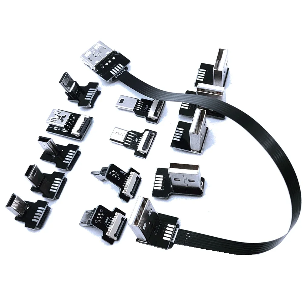 Mini câble USB standard pour moniteur FPV, super flash, flexible, FPC, 90 Grad, micro USB, 10cm-50cm