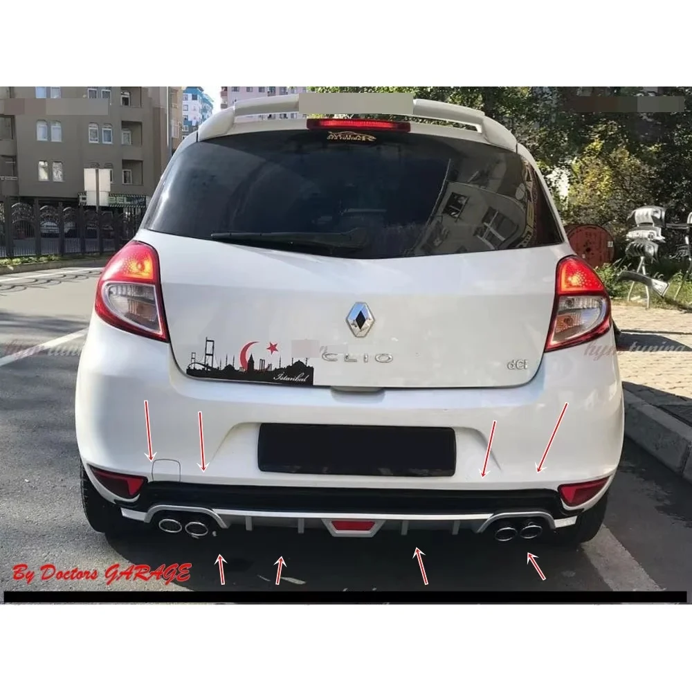 Für Renault Clio 3 Schrägheck Diffusor Zubehör Universell Kompatibel Modifizierter 4-Fach Fake-Auspuff Heckstoßstangen-Aufsatz Auto