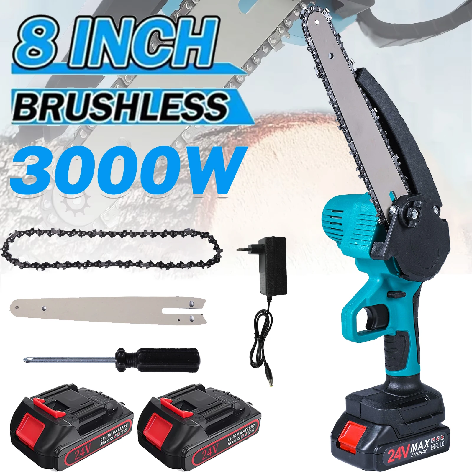 Scie électrique sans fil de 8 pouces pour batterie Makita 18V, huileur automatique, tronçonneuse portative pour jardinage, outil de coupe de bois