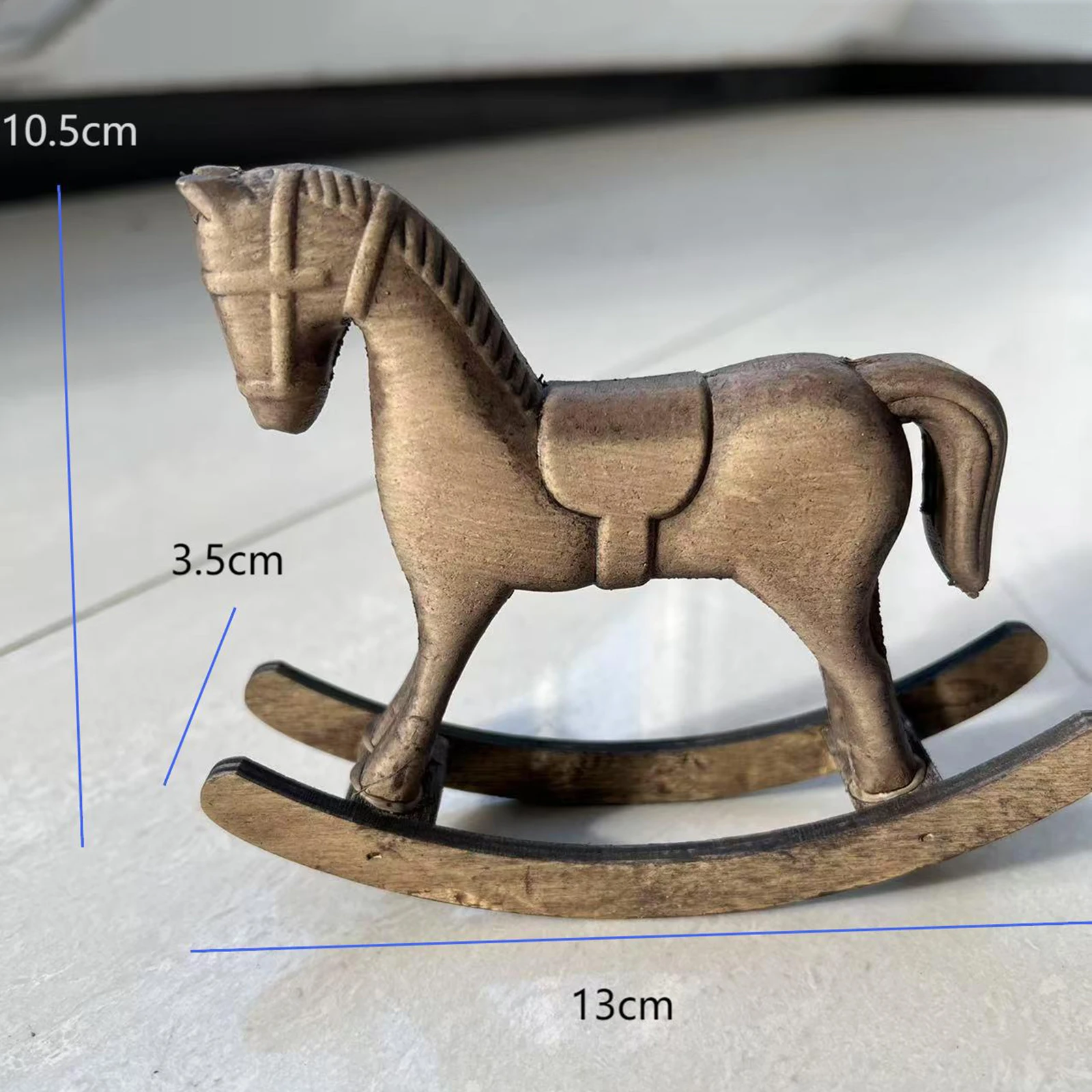 Wooden Rocking Horse Decoration Ornament Wooden Horse Statue Decoration for Living Room Bookcase Bedroom Desktop Parties view 3