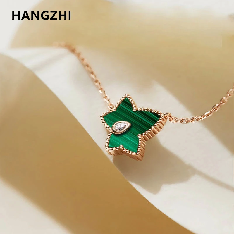 2022 New Spring Ivy Maple Leaf Pendant Necklace for Women Girls Natural Stone Rhinestone Butterfly Necklace Elegant Jewelry Gift