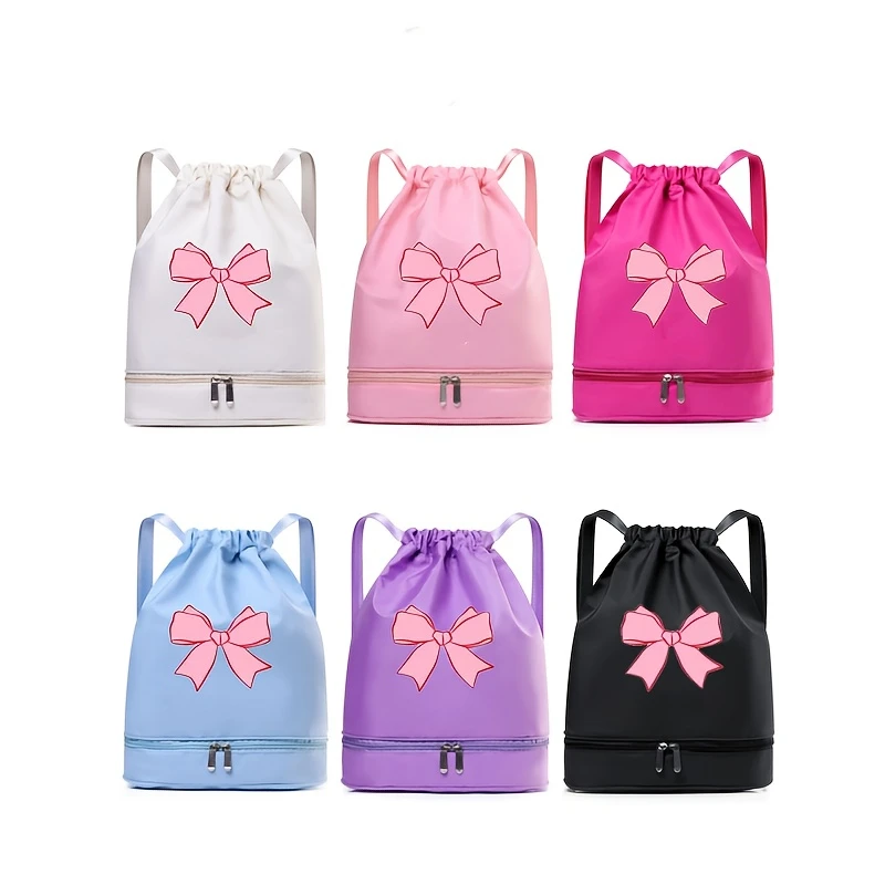 Custom Bow‑Print Polyester Drawstring Bag, Name/Number, Marathon Sports Sack for Basketball & Outdoor Activity Gear view 3