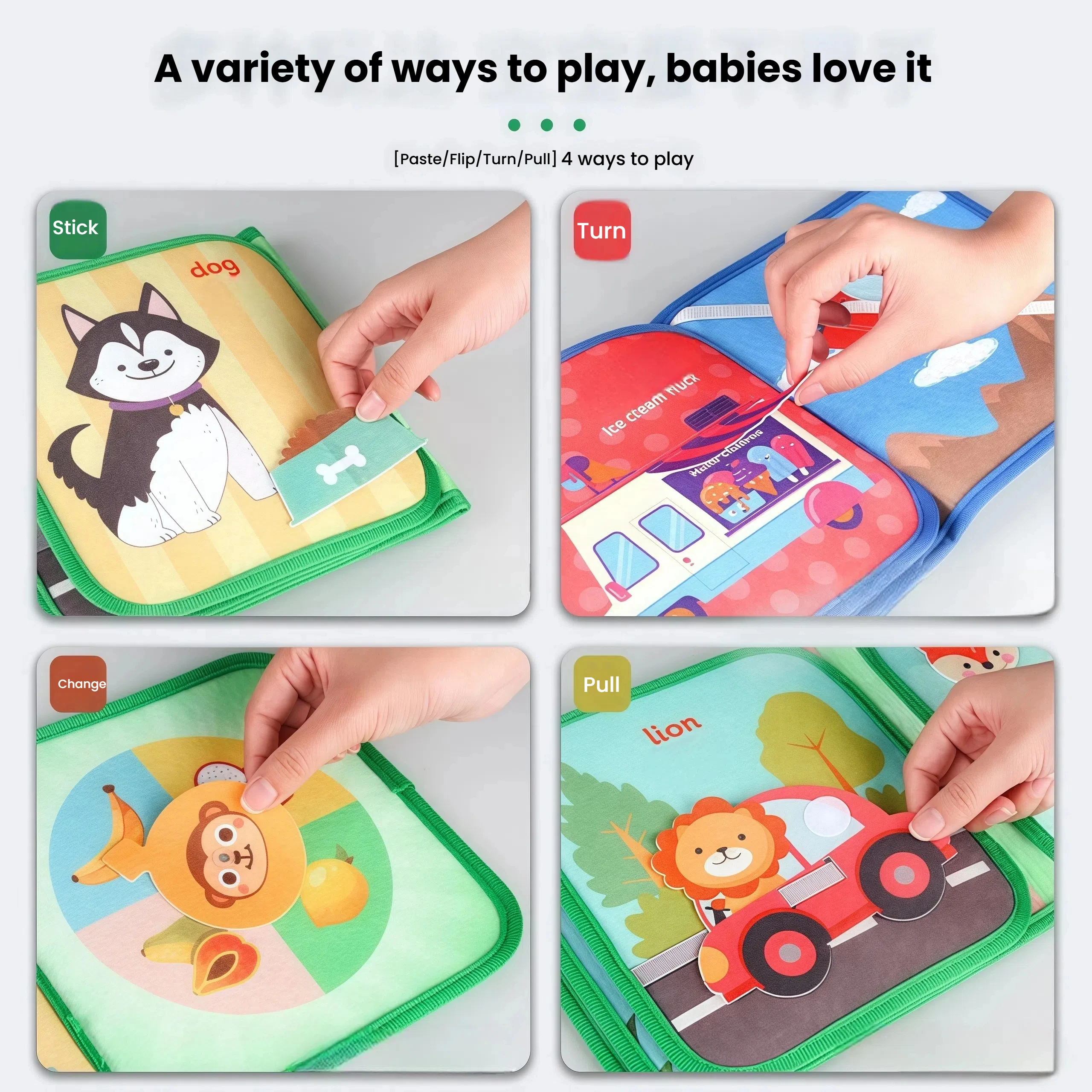 Baby Cloth Book Montessori Animal Cognitive Early Education Toy Fine Motor Skill Busy Book Kid Paste Book & Sensory Toy Gifts